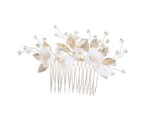 Alipis Pettine Capelli Sposa in Ceramica con Fiore e Foglie Accessorio Matrimonio Elegante in Lega Handmade Fissaggio Sicuro per Capelli da Sposa Design Naturale e Raffinato