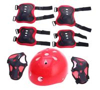 Alipis Protettivo con Elmetto Rosso Rinforzato e Ginocchiere e Gomitiere per Ciclismo Skateboard Scooter Protezioni Comfort Outdoor per Sport Junior