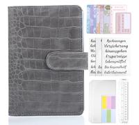 Alipis Raccoglitore Organizzatore di Denaro A6 Buste Cerniera Tracker delle Spese e Libretto di Risparmio in Similpelle Grigio Planner Finanziario Portatile per Budget e Monitoraggio