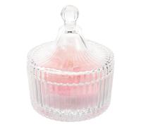 Alipis Set 1 Puff per Cipria Vellutato con Fiore 3d a Nastro, Scatola di Vetro con Coperchio Antipolvere, Delicato sulla Pelle, Elegante per Casa e Viaggio