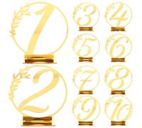 Alipis Set 10 Cartelli per Tavolo da Matrimonio in Acrilico Dorato Numeri Riservati per Banchetti e Ristoranti Accessori Decorativi per Segnaposto in Sale Ricevimenti