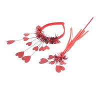 Alipis Set 2 Pezzi Fascia per Chioma e Cerchietto a Forma di Cuore Rosso Paillettes, Accessori Leggeri per Feste Romantiche e Acconciature da Festa per Bambine