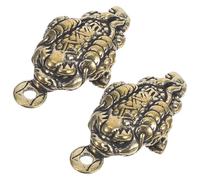 Alipis Set 2 Pezzi Portachiavi a Forma di Rospo in Ottone Ciondoli Decorativi a Forma di Moneta che Morde Rospo Design Compatto e Resistente Accessori Portatili per Colore Casuale