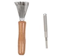Alipis Set 2 Pezzi Pulitore Kenzan in Acciaio Inox e Legno Impugnatura Ergonomica Antiscivolo, Strumento per Composizioni Floreali e Raddrizzatore per Aghi, Accessorio Pratico per Cura