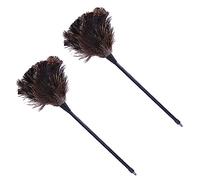 Alipis Set 2 Pezzi Spolverino in Piume di Struzzo con Manico lungo Legno Nero, Leggero e Non Graffia Mobili, per Pulizia Ufficio e Cucina