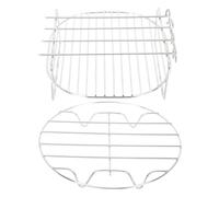 Alipis Set 2 Pezzi Supporti Griglia in Acciaio Inox 7In Staffa Doppio Strato per Cottura a Vapore e Barbecue Ripiano Resistente e Versatile per Friggitrice ad Aria e Cucina Domestica