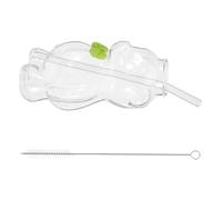 Alipis Set 3 Bicchieri in Vetro Trasparente a Forma di Orso da 320 Ml con Cannuccia e Spazzola per Cannuccia Tazze Carine per Bere Succo e Caffè per Casa Ristorante e Feste di Natale