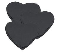 Alipis Set 3 Pezzi Piatti da Dessert Forma Cuore 15x15 Cm in Ardesia Naturale Nera Resistente al Calore per Ristoranti e Uso Domestico