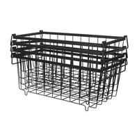 Alipis Set 4 Cestelli per Congelatore a Pozzetto in Metallo con Manici Pieghevoli, Organizer Portaoggetti per Frigorifero e Dispensa, Contenitori Metallici per Conservazione Alimentare