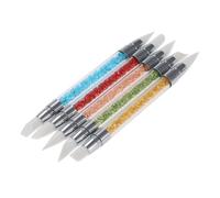 Alipis Set 5 Penne per Nail Art in Silicone e Acrilico, Doppia Punta Impugnatura Confortevole e Resistente, Strumenti Accessori per Disegnare Unghie Effetto 3d Colore Casuale