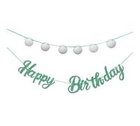 Alipis Set da 2 ghirlande di striscioni di buon compleanno con scritta "Golf Happy Birthday", bandierine di compleanno verdi, articoli per feste a tema sportivo verde per ragazzi e adulti