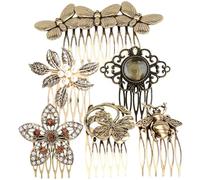 Alipis Set da 6 Pettini Laterali Vintage in Lega Sottile Design Raffinato a Forma di Fronda e Perline, Accessori per Chioma Donna per Occasioni Speciali e Sposa
