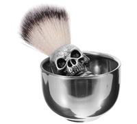Alipis Set da Barba Uomo 2 Pezzi con Pennello in Fibra e Ciotola Schiumogena in Acciaio Inox, Pennello da Barba Ergonomico per Rasatura e Massaggio Pelle, Forniture la Rasatura