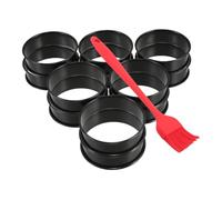 Alipis Set Stampi Da Forno Crostata Muffin Stampo Crostata Torta Crumpet Cottura in Acciaio Inossidabile Per Focaccina Rotondi Gel Silice Nero