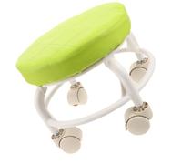 Alipis Sgabello Basso Girevole 360° con Ruote Silenziose, Seduta Verde | Cuscino Imbottito in PU Pelle e Plastica, Struttura Leggera, per Stanze Piccole e Lavoro in Salone