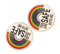 Alipis Spilla Arcobaleno in Metallo Scritta You Are Safe With Me, 2 Pezzi, Forma Semplice, per Cappotti e Borse, Accessorio Pride