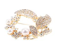 Alipis Spilla Donna in Lega di Zinco Perle Artificiali e Strass, Spilla Foglia Elegante e Raffinata per Abiti Casual e Formali, Accessorio Decorativo e Fermaglio