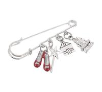 Alipis Spilla Elegante da Donna a Tema Magico Fortezza e Scarpette da Ballo, in Metallo Argento, Design Unico Versatile per Occasioni Speciali e Compleanni