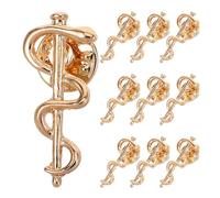Alipis Spilla Medico Serpente Caduceo Oro 10Pezzi in Lega, Badge per Maglietta e Zaino, Simbolo dello Spirito della Medicina, per Infermieri e Professionisti