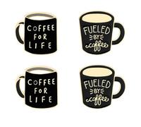 Alipis Spille a Forma di Tazza di Caffè in Lega, Set da 4 Pezzi, Decorazione Costume Multiuso per Abbigliamento, per Uso Quotidiano e Feste Stili multipli