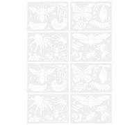 Alipis Stencil per Disegno Ciclo di Vita 8 Pezzi in Pet Flessibile Lavabile Riutilizzabile Kit per Progetti Creativi Educativi Api, Cicale, Ragni e Farfalle