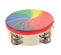 Alipis Tamburello Musicale Doppia Serie di Sonagli Colorati Arco Iris Strumento Percussione Portatile per Feste e Giochi Educativi