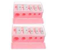 Alipis Temperamatite Cosmetico a 5 Fori Rosa con Coperchio in Plastica, Temperamatite Manuale per Eyeliner e Matite Labbra, Strumento Compatto per Trucco e Viaggi, Set da 2 Pezzi