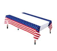 Alipis Tovaglia di Plastica per Feste Independence Day 130x220 Cm Resistente Usa e Getta, Runner da Tavolo per Buffet e Picnic, Decorazione da Tavolo per Interni ed Esterni
