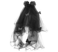 Alipis Velo di Halloween per donna: velo da sposa nero gotico a forma di farfalla per il Giorno dei Morti, costume da sposa, festa in maschera