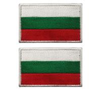 AliPlus - 2 toppe con bandiera della Bulgaria, ricamate tattiche militari morale patch applique fissaggio gancio e anello