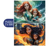 Alipson Puzzle - Puzzle 2x500 Acqua e Fuoco - Collezione Madre e Figlia - 500 Pezzi