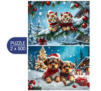 Alipson Puzzle - Puzzle 2x500 Gattini e cuccioli di Natale - 500 Pezzi