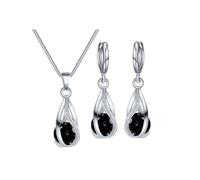 Alisei Gioielli Women CZ Bridal Bridesmaid Accessories Necklace Earrings Set For Wedding Prom Anniversary Birthday (F, One Size)