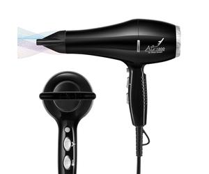 Aliseo Asciugacapelli ad aria - 1800 W - 3 livelli di temperatura e 2 ventole - Asciugacapelli leggero con ugello per lo styling - Potente e durevole - Custodia inclusa