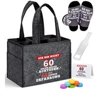 Alishomtll Borsa per bottiglie di compleanno per uomini, grigio., 60 Geburtstag, Supporto per borsa