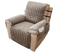Alishomtll Coprisedia per braccioli per poltrona relax, 1 posto, antiscivolo, antigraffio, con 2 tasche e 2 cinghie regolabili, 53 x 190 cm, colore cachi
