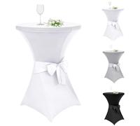Alishomtll Set di 1 coprisedia con fiocco, Ø 70 cm, elasticizzato, elegante rivestimento da tavolo elastico, per tavolo da bistrot rotondo, per banchetti di nozze (diametro 70 x 110 cm, bianco)