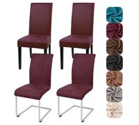 Alishomtll Set di 4 coprisedia in pelle semi sintetica, elasticizzati, colore rosso