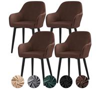 Alishomtll Set di 4 coprisedia in velluto elasticizzato, universali per poltrone e sedie con braccioli, rimovibili e lavabili, per cucina, sala da pranzo, banchetti, matrimoni, feste (marrone, 4 pezzi