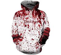 ALISISTER 3D Awful Bloody Halloween Felpe con Cappuccio Uomo Ragazzi Donna Divertente Printed Hooded Pullover Sweatshirt Autunno Inverno Festival Felpe con Fodera in Pile Termico M