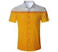 ALISISTER Camicia Hawaiana Uomo Camicie a Maniche Corte Stampate Birra 3D Camicia Abbottonata Tropicale Camicie da Spiaggia Aloha M