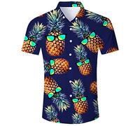 ALISISTER Camicia Hawaiana Uomo Maglietta Manica Corta Stampe 3D Ananas Aloha Camicetta Vacanza Estiva Festa da Mare Top Hawaiano L