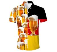 ALISISTER Camicia Hawaii da Uomo, Divertente con Stampa 3D di Birra, Camicia Hawaii a Maniche Corte, Camicia Button Down Tropicale per L'Estate, Taglia M