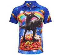 ALISISTER Camicia Hawaiian Tropicale Camicie Vacanza 3D Pigrizia Dinosauro Camicie Button Down Camicetta a Maniche Shirt Aloha Camicia da Spiaggia XXL