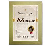 Alison Kingsgate Cornice per foto formato A4, 29,7 x 21 cm, utilizzabile per foto e foto, poster, cornice A4 con foglio in perspex trasparente e gancio da parete (oro)