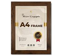 Alison Kingsgate Cornice per foto formato A4, 29,7 x 21 cm, utilizzabile per foto e foto, poster, cornice A4 con foglio in perspex trasparente e gancio da parete (noce)