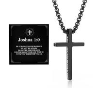 Alissl Collana con croce in acciaio inox 316L 1:9, con ciondolo a forma di croce con dedica della Bibbia, regalo di ispirazione religiosa cristiana per preghiera, prima comunione, cresima, Natale