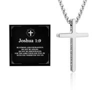 Alissl Collana con croce in acciaio inox 316L 1:9, con ciondolo a forma di croce con dedica della Bibbia, regalo di ispirazione religiosa cristiana per preghiera, prima comunione, cresima, Natale