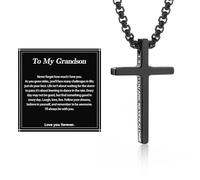 Alissl Collana con croce per uomo e ragazzo, in acciaio inossidabile 316L, con ciondolo a forma di Bibbia, dedica religiosa, cristiana, regalo di ispirazione per preghiera, prima comunione, cresima