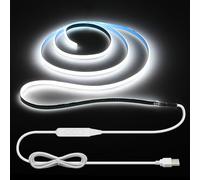ALITOVE Striscia LED COB da 1 m, bianca, 6000 K, CRI 90+, 5 V, alimentata tramite USB, 5 mm di larghezza, 400 LED, luce sottopensile con interruttore, dimmerabile, per retroilluminazione TV, camera da